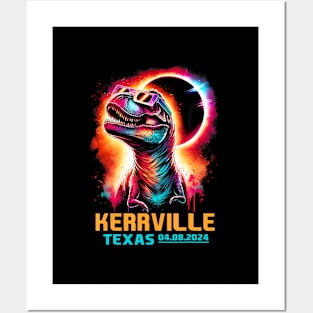 Kerrville Texas Total Solar Eclipse 2024 T Rex Dinosaur Posters and Art